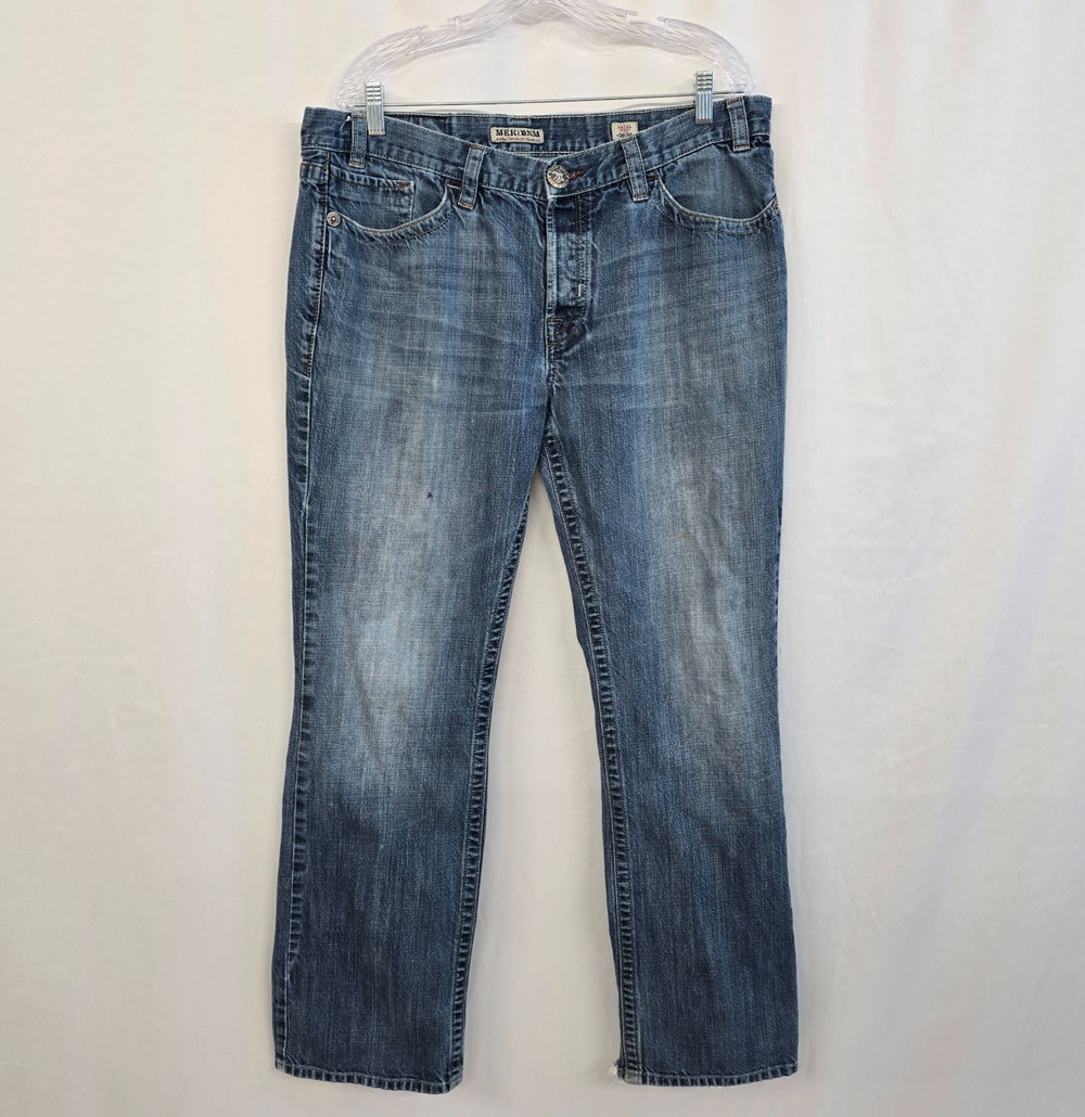 MEK DNM Natal Straight Jeans Men's 38 x 31 (tag 34") Blue Button Fly Distressed